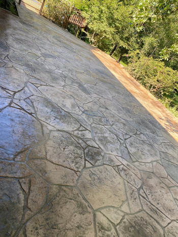 Stamped concrete patio with antique finish