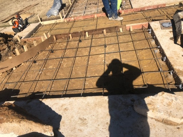 Rebar in place for concrete.