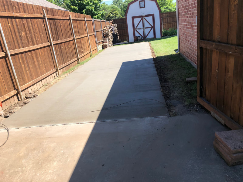 new concrete RV pad in Shady Shores, TX curing